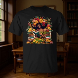 Camiseta Educativa con Estampado de Reina de la Melanina, Afro, Leyendo un Libro, Historia Negra - Product Image 3
