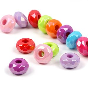 Ventes chaudes Perles en plastique acrylique de grande taille à trous larges de 14 mm, couleurs unies, plaquées or 14 carats, cristal pour la fabrication de bracelets de stylo DIY - Product Image 2