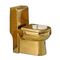 KD-03GPB Inodoro Redondo de Cerámica Chapado en Oro Económico con Tapa, Sanitario de Una Pieza Dorado de Chaozhou