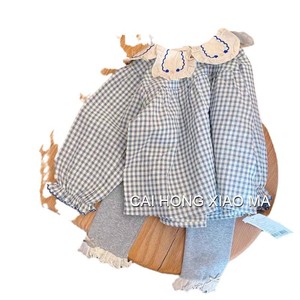 Tongxingyuan Girls Plaid Shirt Cotton Oxford Breathable Spring Autumn Set - Product Image 3