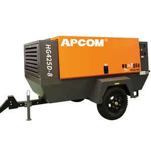 Parafuso portátil compressor de ar elétrico mineração APCOM 8bar 425CFM 100hp 75kw compressor de parafuso sem óleo móvel