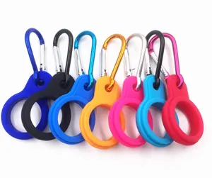 Portable Silicone Water Bottle Buckle Bottle Convenient Carrying Clip Hook Holder with D-Ring Hook for Camping Hiking Traveling