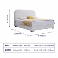 Geschwungener Samt-Polsterbettrahmen für Queen- und King-Size-Schlafzimmermöbel in Sondergrößen