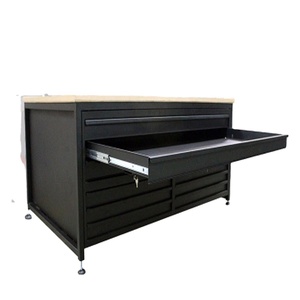 Armoire à dossiers plate de haute qualité en acier noir à 5 tiroirs avec dessus en bois - Product Image 1
