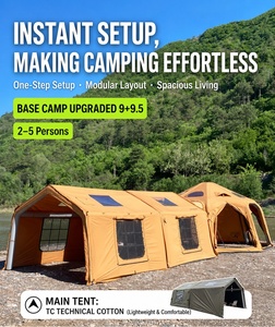 Tente de camping <span class=keywords><strong>gonflable</strong></span> de luxe en coton TC avec tunnel d'extension et fenêtres en TPU pour la famille en extérieur - Product Image 2