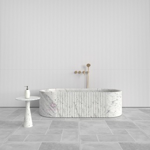 <span class=keywords><strong>Vasca</strong></span> <span class=keywords><strong>da</strong></span> <span class=keywords><strong>Bagno</strong></span> Autoportante in Marmo di Carrara 1700mm con Finitura Scanalata, Design di Lusso per Spa Domestica, <span class=keywords><strong>Vasca</strong></span> in Marmo Personalizzata - Product Image 3