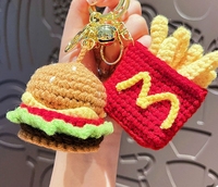 Pendentif alimentaire créatif en tricot imitation fil, poulet frit, crème glacée, porte-clés amusant, petit cadeau personnalisé