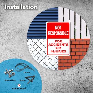 10*7 letrero personalizado no responsable de accidentes o lesiones, letrero de aluminio no responsable de artículos perdidos o robados - Product Image 4