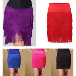 Gonna da ballo latino TONGYANG donna Samba <span class=keywords><strong>Tango</strong></span> quattro strati abiti con frange Performance da competizione Salsa donna gonna con frange latine - Product Image 2