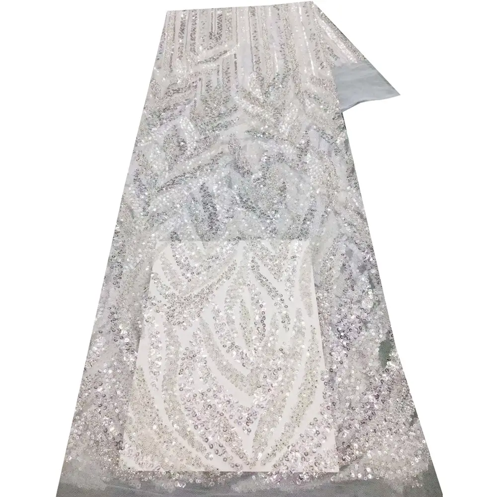 Bellissimi tessuti di pizzo africano moda patty dress 2023 pizzo netto con paillettes francese per abito da sposa ML63N348