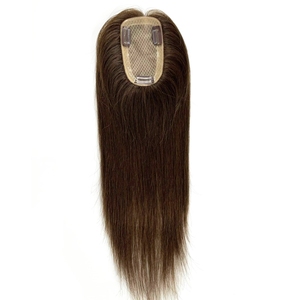 Top en soie Remy chinois pour femmes, postiche droit, fait main, topper de cheveux humains, 3x5 pouces - Product Image 1
