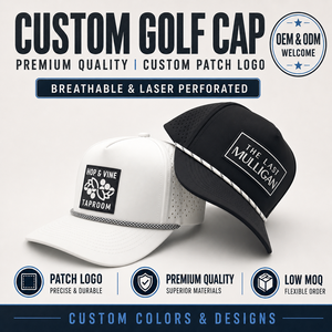 5 Panel Solid Waterproof Golf Cap Custom Silicone Logo Low MOQ OEM Laser Perforated Lightweight Athletic Headwear Item - Product Image 1