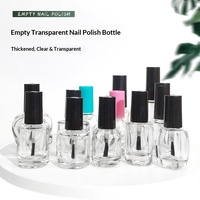 Flacons carrés transparents en verre pour vernis à ongles, imprimés en sérigraphie, contenants de distribution pour vernis gel vides - 5ml/10ml/15ml