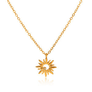 Parure de bijoux tournesol en acier inoxydable plaqué or 18 carats, avec zircon creux, boucles d'oreilles, collier et bracelet, 3 pièces, minimaliste, cadeau de fête <span class=keywords><strong>pour</strong></span> <span class=keywords><strong>femme</strong></span> - Product Image 4