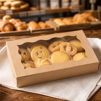 Boîte d'emballage en carton blanc et rose pour boulangerie, 180x110x140mm, en stock, pour gâteaux, pâtisseries et desserts