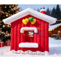 Tente Grotte Gonflable Géante Père Noël, Cabane de Noël Gonflable Portable d'Extérieur avec Souffleur pour Décoration de Fête