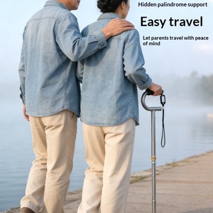 Wholesale folding walking seat stick lightweight portable design strong aluminum frame elderly support cane with chair - Product Image 2