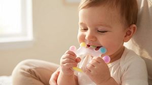 Jouet de dentition souple en silicone de qualité alimentaire sans BPA, en forme de lapin, motif animal de dessin animé, anti-morsure, pour bébés de 0 à 24 mois - Product Image 2