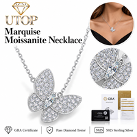 Collier pendentif papillon en argent S925 avec moissanite, bijoux étincelants pour la remise des diplômes, accessoires cadeaux pour fêtes, mariages et anniversaires