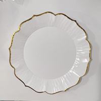 13 "blanc et or jante fleur forme chargeurs plaque blanc tournesol plastique chargeur assiettes fête mariage décoration assiettes