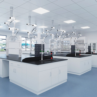 Meubles de laboratoire durables, tables scolaires modulaires, résistance chimique, bancs de travail de laboratoire hospitalier avec étagères et armoires