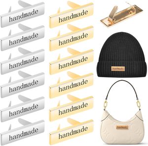 Etiquetas metálicas hechas a mano, etiquetas de ganchillo para artículos hechos a mano con etiquetas rectangulares de aleación, etiquetas multiusos hechas a mano para costura I - Product Image 1