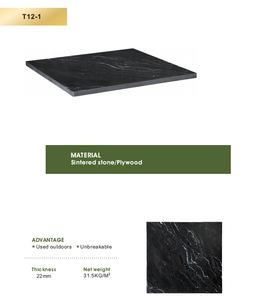 Plateau de table en pierre frittée noire pour restaurant, bord uni, imperméable et résistant aux rayures, pour usage extérieur, hôtelier et de restauration - Product Image 1