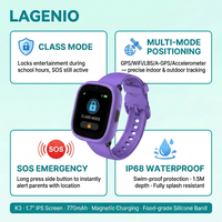 LAGENIO Montre connectée 4G pour enfants, excellente, avec GPS, LBS, WIFI, bouton SOS, appel vidéo, réveil, certifiée CE FCC, carrée, pour la sécurité des enfants