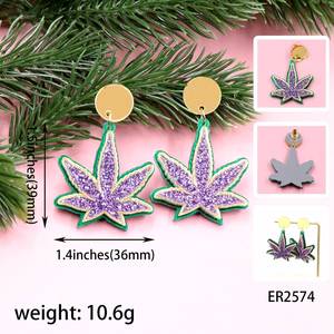 XCXER2574 XIAOYAN Colección Carnaval, Pendientes de Mujer con Diseño de Hoja de Arce, Corte Láser, Lindos y Modernos - Product Image 2