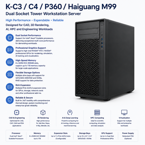 เวิร์กสเตชันเซิร์ฟเวอร์แบบทาวเวอร์ Len Thinkstation K-c3 P360 Haiguang M99 แบบสองซ็อกเก็ต สำหรับงาน Cad 3D Rendering Ai HPC Engineering K-c3 I5 13 - Product Image 3
