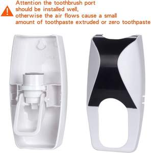 Hot <b>Sale</b> Plastic Eco-Friendly Two-piece Dustproof Automatic Toothbrush Dispenser Toothpaste Squeezer Wall Mount Bathroom Set - Product Image 3