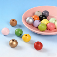 Perles rondes en bois de lotus coloré de 12-20 mm, grand trou, pour la fabrication de bijoux DIY, perles d'espacement, vente en gros pour vêtements