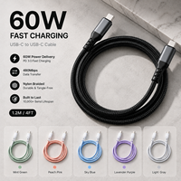 Câble USB Type-C de charge rapide 60W, 1,2 m, 3A PD, câble de données tressé en nylon, USB 2.0, fournisseur OEM ODM