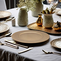 Plateau à fruits en plastique doré de style vintage de 13 pouces, plateau de service moderne de luxe pour la maison, ensemble de plats à dîner, utilisation en cuisine et pour les fêtes