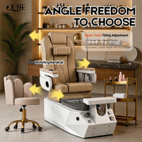 Fauteuil de pédicure électrique européen en cuir personnalisé, système de jets sans tuyau, drainage automatique, lampe LED 7 couleurs pour salon de manucure et spa