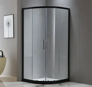 Bathroom Corner Aluminum Frame Glass Sliding Door Shower Room Black Curved Luxury Shower Cabin