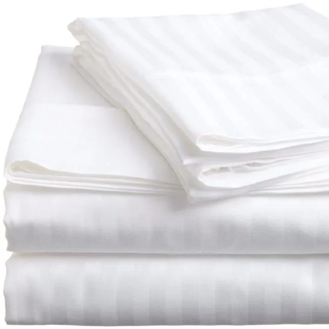 Sateen bed sheet duvet cover,cotton pillow case,3cm stripe satin bedding set