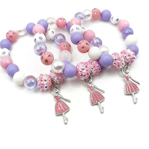 Purple Pink Beads Charm <b>Bracelet</b> Sorority Pretty Alloy Girl Pendant Charm <b>Bracelet</b> Wholesale - Product Image 5