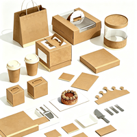 Boîte à gâteau plate autoportante portable haut de gamme biodégradable et recyclable avec fenêtre et poignée (carton ondulé) pour aliments