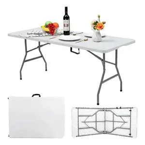 Mesa Plegable Cuory de 1.80 cm, Tipo Portafolio, para Jardín Exterior, de Plástico, Color Blanco, Cuo-4726 - Product Image 4