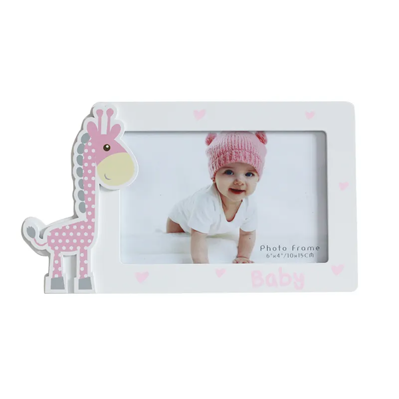 Holz Baby Bilderrahmen-Giraffe Designs Baby Erinnerungen lieben dich-Blau für Jungen Pink für Mädchen