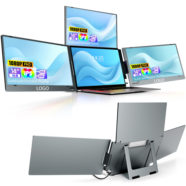 14-inch Triple-layer Laptop Screen Extender - Full HD 1080P Travel Monitor - Aluminum Extended Screen Suitable for Mac/Windows