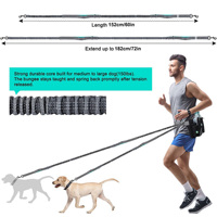 Sac banane double pour chiens en nylon personnalisé avec laisse élastique réfléchissante, double poignée, absorption des chocs, anti-traction, pour jogging en extérieur, kit pour animaux de compagnie
