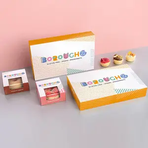 Tùy Chỉnh Macaron Donut Bánh Cupcake Bao Bì Hộp Giấy Caja Bánh Donut Hộp Đóng Gói Cho Thực Phẩm