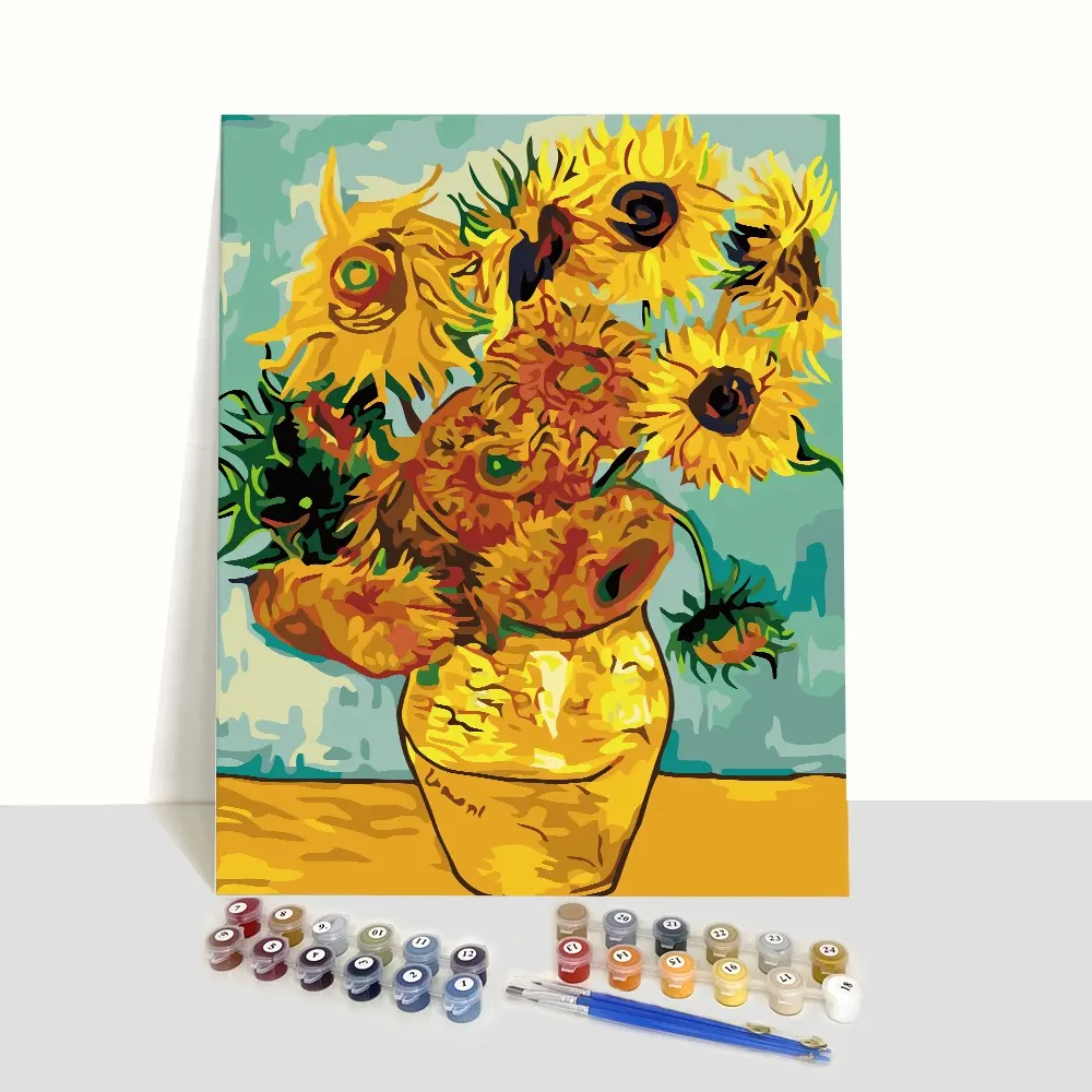 Peinture à l'huile de tournesol par numéros Van Gogh, outil artisanal moderne, peint à la main