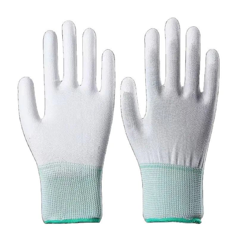 General Purpose Work Hand Protection Glove Polyester Knitted Pu Palm Coated Working Gloves Antistatic Glove High Quality