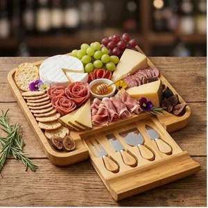 Juego de Tablas de Quesos y Charcutería Profesionales de Madera con Cajón Oculto para Cuchillos, Ideal para Bodas, San Valentín y Otras Ocasiones - Product Image 5