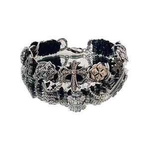 قلادة تشوكر من هيسيرا بتصميم عصري من سلسلة معدنية ثقيلة بطراز صناعي قوطي بانك مع صليب - Product Image 1