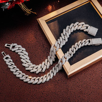 Luxe Hip Hop 12mm 10K Or Blanc Chaîne Cubaine Collier HPHT Lab Grown Diamant Cubain Lien Chaîne Fine Jewelry Colliers