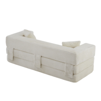 Canapé moderne trois places en tissu, design élégant en L, capitonné, lit convertible unique à deux niveaux, écologique et durable pour salons